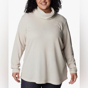 COLUMBIA Holly Hideaway Beige Waffle Knit Cowl Neck Long Sleeve Top Plus Size 2x